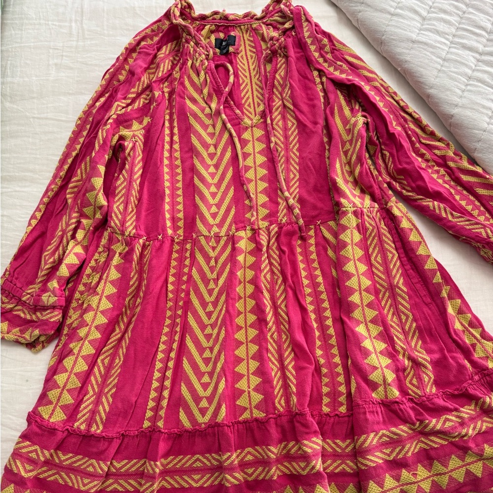 Vibrant Pink and Yellow Patterned Dress from Anthropologie! Fun beach cover up!